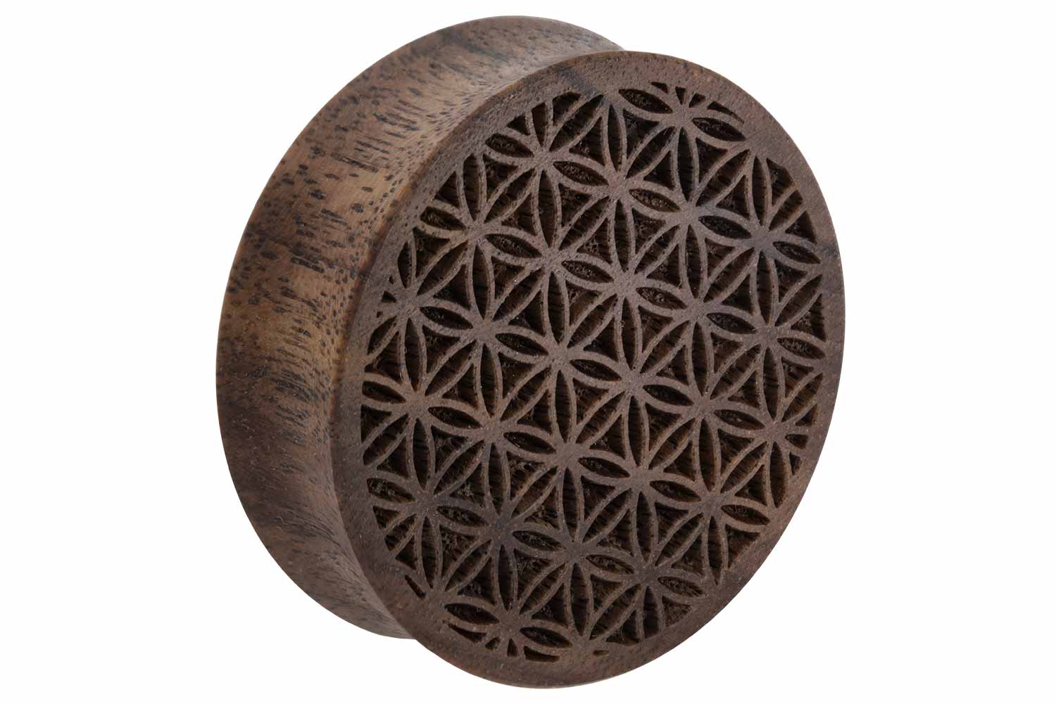 Holz Double Flared Plug BLUME DES LEBENS ++SALE++ von Piercingline